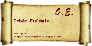 Orbán Eufémia névjegykártya